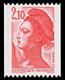 République, type Liberté - 2F10 rouge<BR>timbre pour roulette