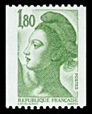 Image du timbre République, type Liberté - 1F80 verttimbre pour roulette