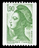 République, type Liberté - 1F90 vert<BR>timbre pour roulette