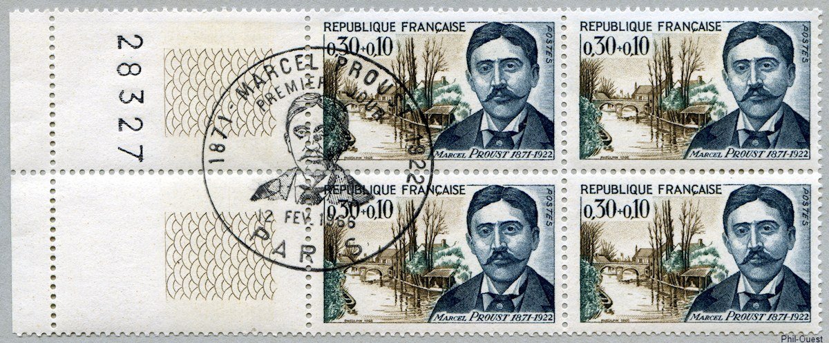 Bloc de 4 timbres avec oblitération illustrée