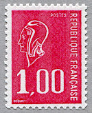 Image du timbre Marianne de Béquet - 1F rouge3 bandes phosphorescentes
