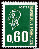 Marianne de Béquet - 60c vert<br />Typographie avec bande phosphorescente