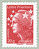 Image du timbre Lettre prioritaire 20 g France rouge