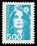 Image du timbre Marianne de Briat 5F turquoise
