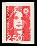 Image du timbre Marianne de Briat 2F50 rougeautoadhésif non dentelé pour carnet