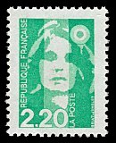 Image du timbre Marianne de Briat 2F20 vert clair dentelé