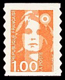 Marianne de Briat 1F orange<br />Timbre autoadhésif en complément de carnet