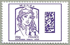 Image du timbre Marianne de Ciappa et Kawena Datamatrix Monde