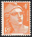 Image du timbre Marianne de Gandon 4 F orange