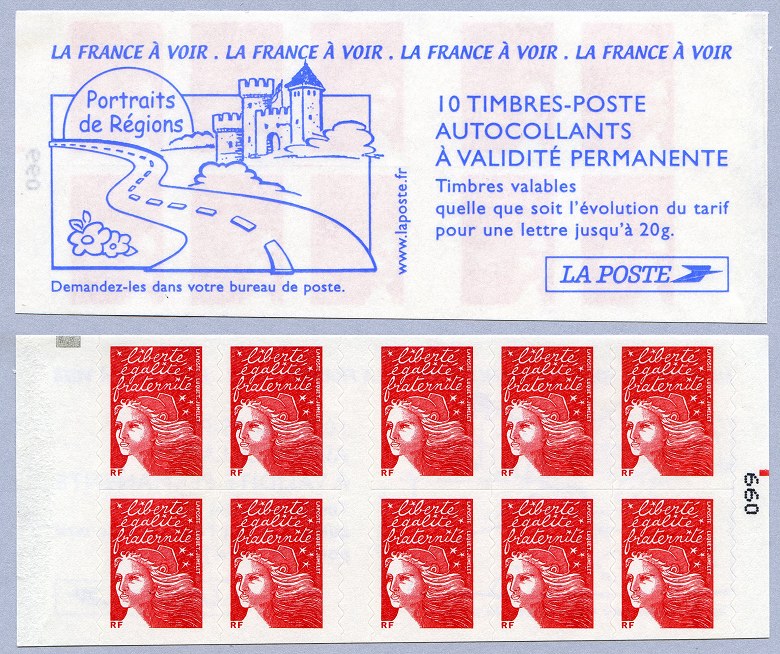 Carnet de 10 timbres Marianne du 14 juillet N°  99 dit 