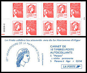 Image du timbre Soixantième anniversaire de la Marianne d'AlgerCarnet mixte Marianne d'Alger-et Marianne de Luquet