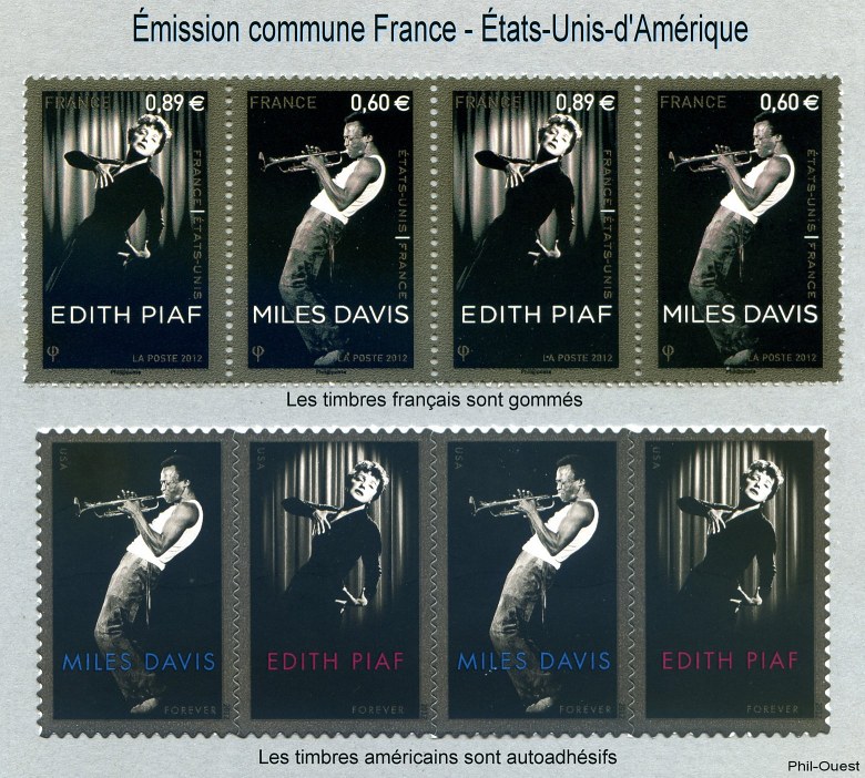 Les timbres français et américains
