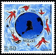 Image du timbre Bicentenaire de la mort de Mozart