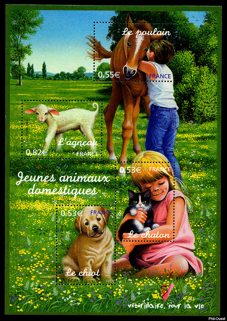 Image du timbre Bloc-feuillet «Jeunes animaux domestiques»