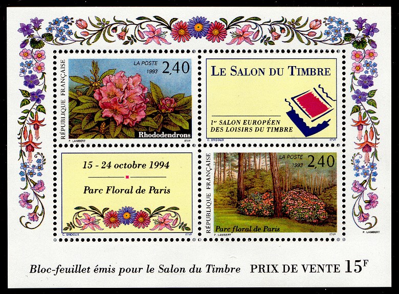 Salon du timbre 15-24 octobre 1994<br /> - Parc floral de Paris<br />1<sup>er</sup> salon européen des loisirs du timbre