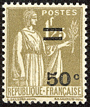 Image du timbre Type Paix 2ème série 50c sur 1F25 olive