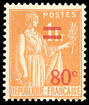 Image du timbre Type Paix 3ème série 80c sur 1F orange - type 2