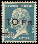 Pasteur - 10F sur 1,50F bleu<br />Paquebot «Ile de France» - Surtaxe aérienne