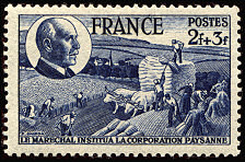 Image du timbre Le maréchal institua la corporation paysanne