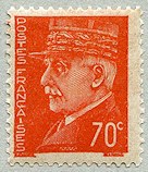 Image du timbre Pétain, type Hourriez, 70c orange- Typographie