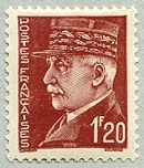 Maréchal Pétain, type Hourriez, 1 F20 brun-rouge
    Typographie