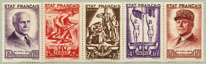 Bande de 5 timbres 