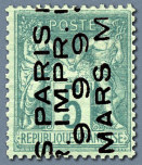 Image du timbre Première période - Surcharge sur 4 lignes
-Type Sage 5c vert