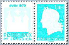 Image du timbre République de Cheffer et vignette Juin 2010-Périgueux 1ère émission-Héliogravure - état 1