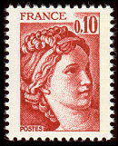 Image du timbre Sabine 0 F 10 rouge-brun