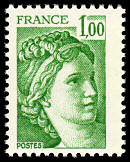Image du timbre Sabine 1F vert