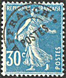 Image du timbre Semeuse 30c bleu fond plein sans sol préoblitéré