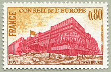 Image du timbre Le bâtiment du Conseil à Strasbourg - à,80 F