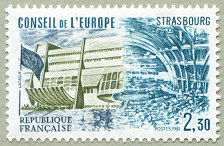 Image du timbre Le bâtiment du Conseil à Strasbourg - 2,30 F