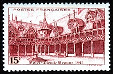 Image du timbre Hôtel-Dieu de Beaune 15 F brun-carminé