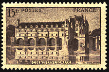 Le château de Chenonceaux 15 F brun-lilas<BR>Mention «Postes France»