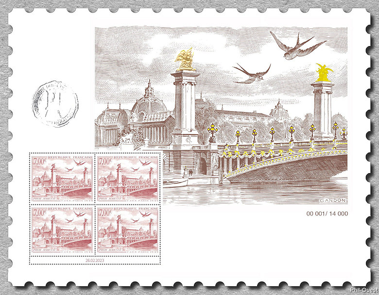Image du timbre Affiche avec 4 timbres  du C.I.T.T. Paris 1949 - Pont Alexandre III  et Grand-Palais