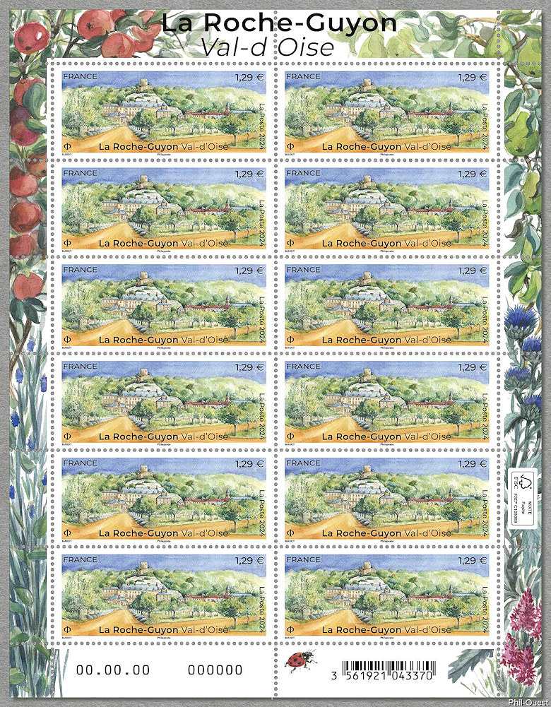 Image du timbre La Roche-Guyon (Val-d'Oise) - Feuillet de 12 timbres