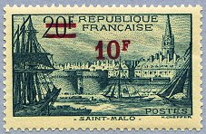 Image du timbre Saint MaloTimbre 20F surchargé 10F