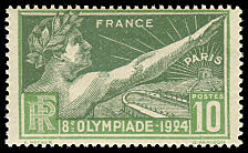 Image du timbre Athlète prêtant serment vert-jaune et vert-gris