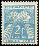 Image du timbre Timbre-taxe type gerbes 2F bleu-vert