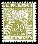 Image du timbre Timbre-taxe, type gerbes, 0F20 brun-olive